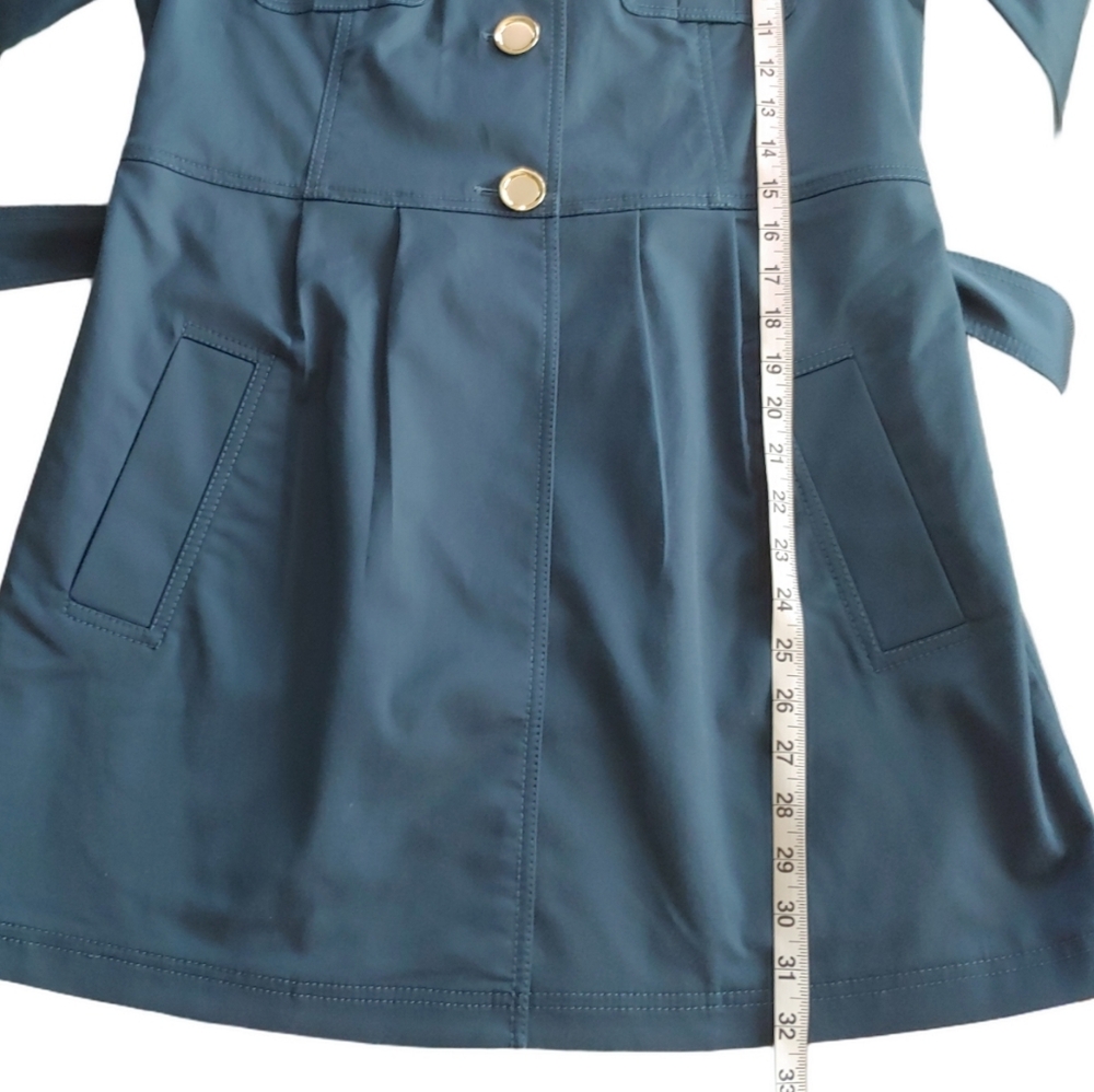 St. John Yellow Label Blue Utility Trench Jacket with Gold Buttons Women's 6 - Picture 10 of 17